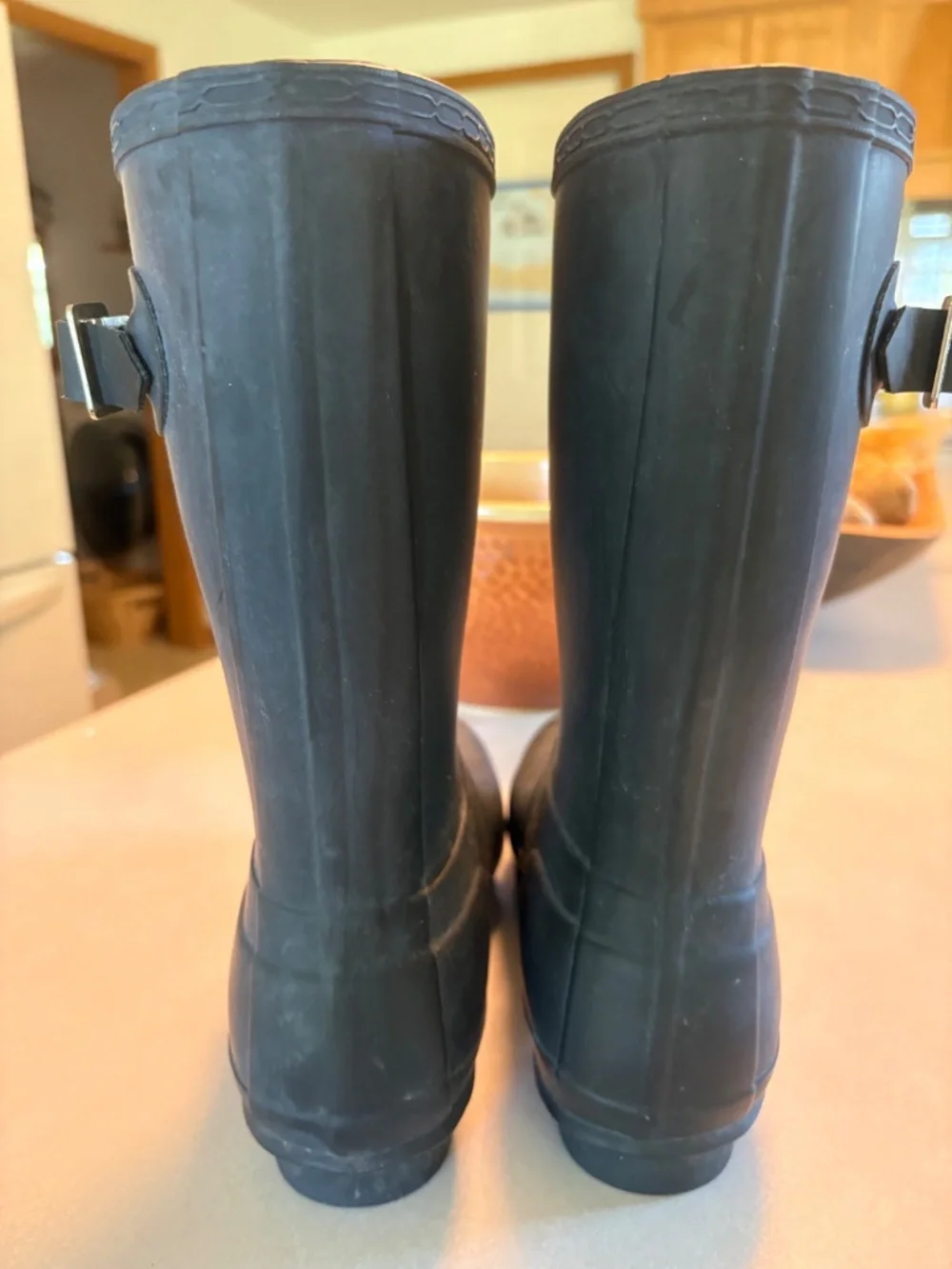 Hunter Black Rain Boots with Red Logo Trim
